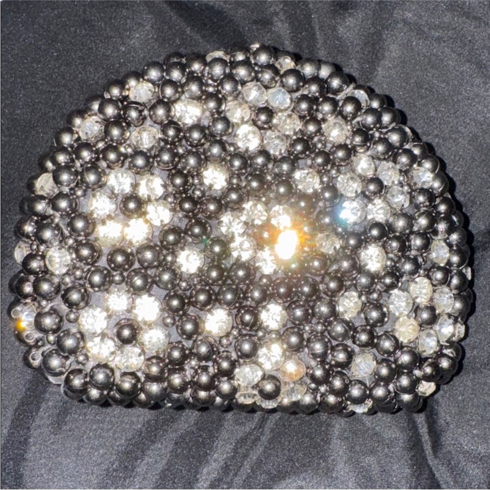 Black and Silver Beaded Clutch